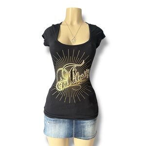Black and Gold Graphic Women's Top